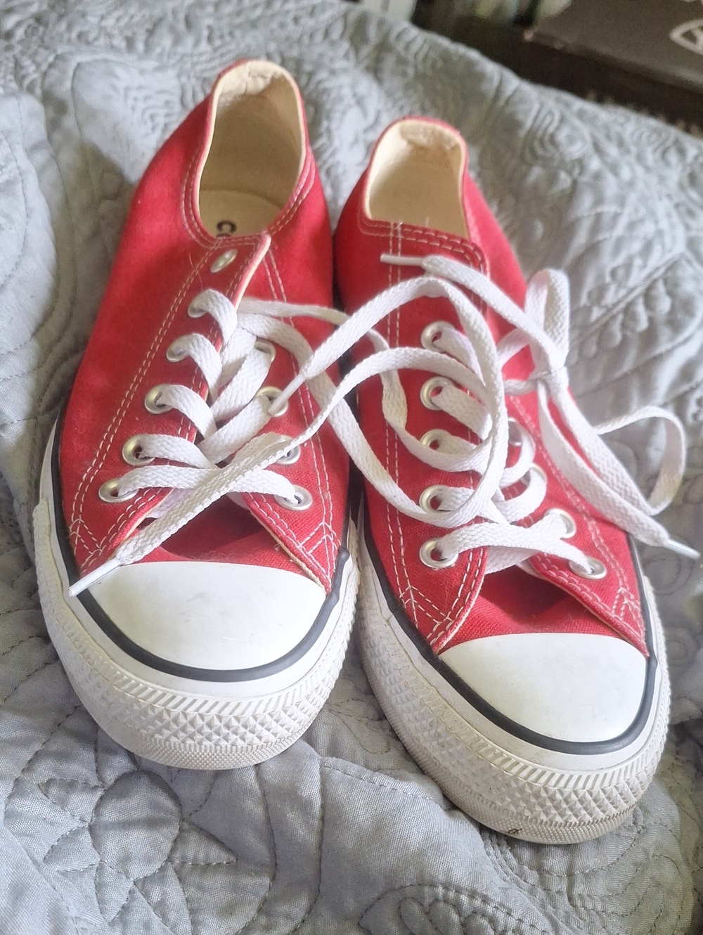 Converse Red Canvas Low-Top Sneakers with White Laces